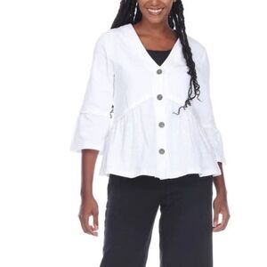 Neon Buddha Entranced Stretch Cotton Jacket Top White Size Extra Small NWT